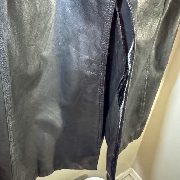 Vintage 80s/90s BERMAN'S The Leather Experts Black Leather Trench Coat - Picture 14 of 16
